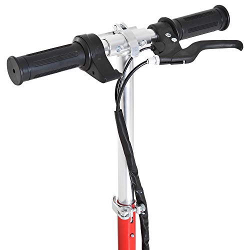 HOMCOM Patinete Eléctrico Niño 7-14 Años E-Scooter Plegable Manillar Ajustable 12km/h Batería Recargable 12V Monopatín 120W Carga 50kg Rojo