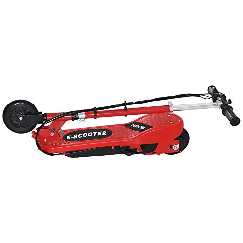 HOMCOM Patinete Eléctrico Niño 7-14 Años E-Scooter Plegable Manillar Ajustable 12km/h Batería Recargable 12V Monopatín 120W Carga 50kg Rojo