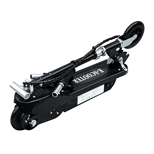 HOMCOM Patinete Plegable Niño Eléctrico Tipo Scooter con Manillar Azul Patinete Eléctrico Plegable Tipo Scooter con Manillar Ajustable Freno y Pie de Apoyo 120W Carga 50kg 78x37x99cm (Negro)