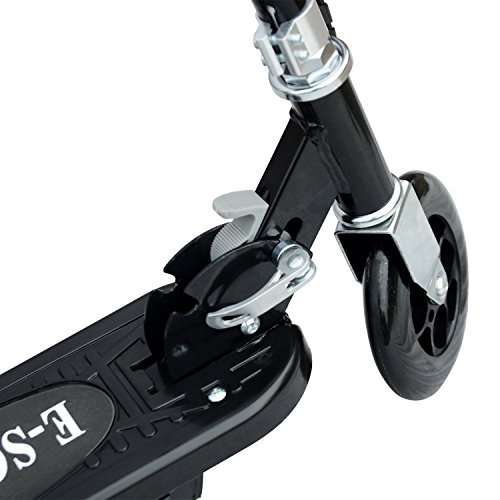 HOMCOM Patinete Plegable Niño Eléctrico Tipo Scooter con Manillar Azul Patinete Eléctrico Plegable Tipo Scooter con Manillar Ajustable Freno y Pie de Apoyo 120W Carga 50kg 78x37x99cm (Negro)