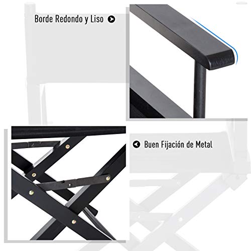 HOMCOM Silla de Director Plegable de Madera Silla de Maquillaje Artista Profesional para Cine Escena Jardín Playa 54x40x83cm Carga 120kg