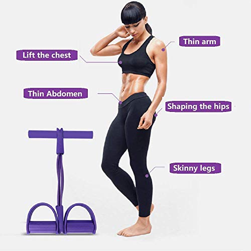Home 4 tubos de tensión de cuerda elástica para ejercicio, con asa, equipo de tensión, yoga, cortapelos para abdomen, cintura, brazos, piernas, adelgazamiento, morado