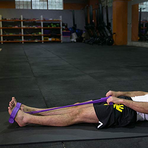 Home 4 tubos de tensión de cuerda elástica para ejercicio, con asa, equipo de tensión, yoga, cortapelos para abdomen, cintura, brazos, piernas, adelgazamiento, morado