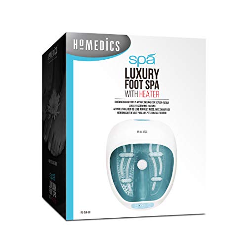 HoMedics Hidromasaje de Pies con Calentador, Masajeador Plantar relajante 4 en 1 con Rodillos Incorporados, Masaje de Burbujas, Compartimiento para Sales de Baño y Piedra Pómez