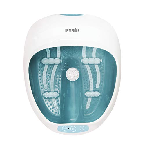 HoMedics Hidromasaje de Pies con Calentador, Masajeador Plantar relajante 4 en 1 con Rodillos Incorporados, Masaje de Burbujas, Compartimiento para Sales de Baño y Piedra Pómez
