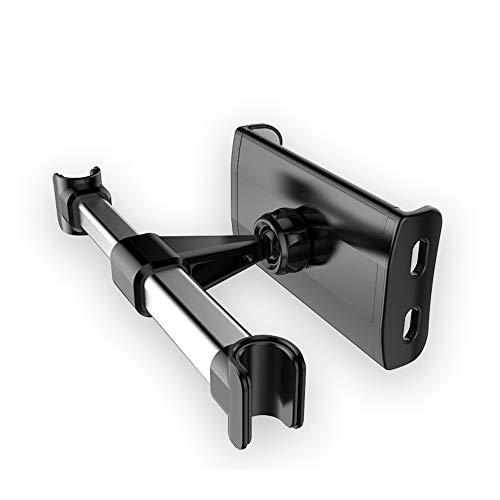 Homeet Soporte Tablet Coche Soporte para Reposacabezas Sporte del Asiento Trasero Soporte Base Ajustable 360° Silicona Antideslizante para 4"~11" Pulgada Tablets Smartphones Ipads E-Reader【Plata】