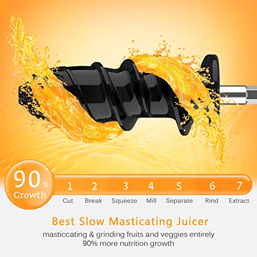 Homever Licuadora prensado frio, extractor de zumo licuadoras para verduras y frutas boca ancha extractor de jugo con motor silencioso función inversa (78mm)
