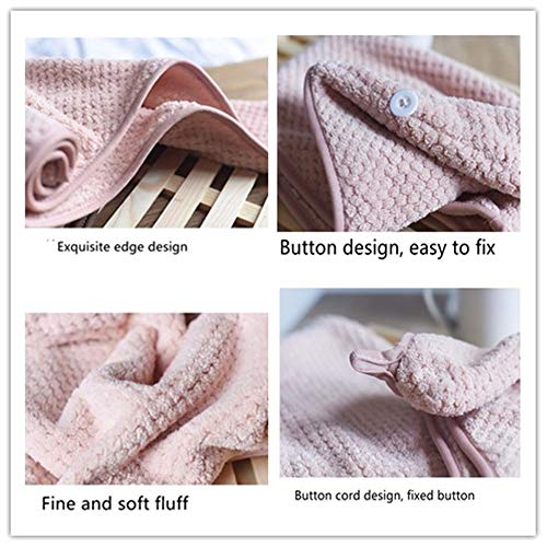 HOMEYU Toallita para el Cabello, toallitas para secar el Cabello con Botones, toallita de Microfibra Ultra Absorbente y de Secado rápido, Gorro para el baño