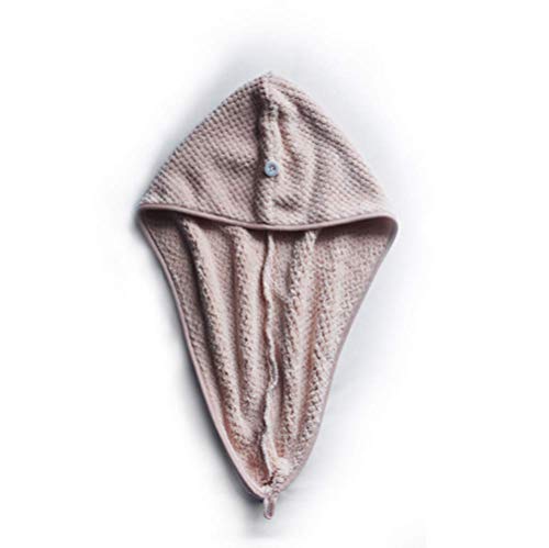 HOMEYU Toallita para el Cabello, toallitas para secar el Cabello con Botones, toallita de Microfibra Ultra Absorbente y de Secado rápido, Gorro para el baño