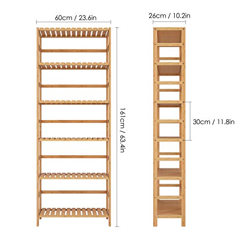 Homfa Estantería Bambú para Baño Bastidores para Plantas Estantería Almacenaje para Cocina de 6 Niveles 60x26x161cm
