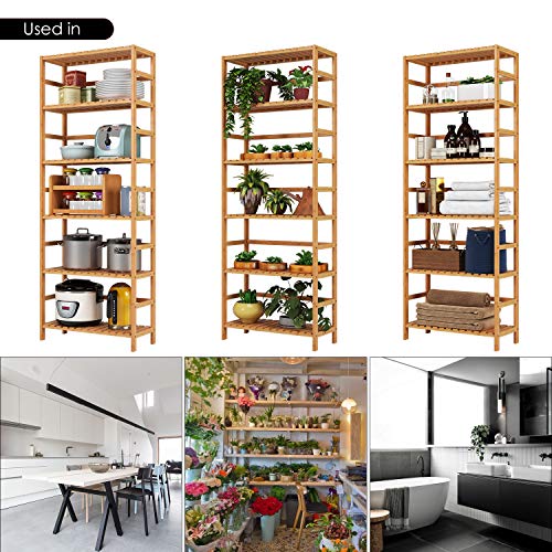 Homfa Estantería Bambú para Baño Bastidores para Plantas Estantería Almacenaje para Cocina de 6 Niveles 60x26x161cm