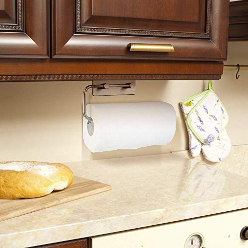 HOMFA Portarrollos de Papel de Cocina Soporte para Papel Portarrollos de Pared de Acero Inoxidable Autoadhesivo 3M para Cocnia, Baño, Sala de Estar, Dormidorio y Sala de Estudio 28.5*8.6*4.5cm