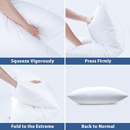 HOMFY Almohada Juego de 2, Cojín, sobre de Algodón Puro, Relleno de Fibra Hueca, Uni White, Inflable, Anti-Transpiración, Anti-Acarien y Hipoalergénico (Blanco, 50_x_75_cm)