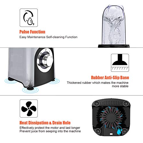 homgeek Batidora de Vaso, Licuadora Smoothies de Alta Velocidad con 350W, 2 Velocidades Molinillo, Licuadora Pequeña para Batidos de Frutas y Verduras, Fácil de Limpiar, Sin BPA (Plata)