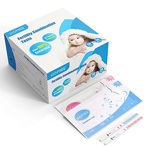 HOMIEE Kits de Tests de Ovulación y Fertilidad, Pruebas De Embarazo De Alta Sensibilidad, Para Deteccion Temprana, Alta Fiabiidad (50pc LH+20pc HCG) PT1070