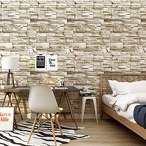 HOMOH - Papel pintado de piedra 3D autoadhesivo para pared, 0,45 x 6 m, diseño industrial