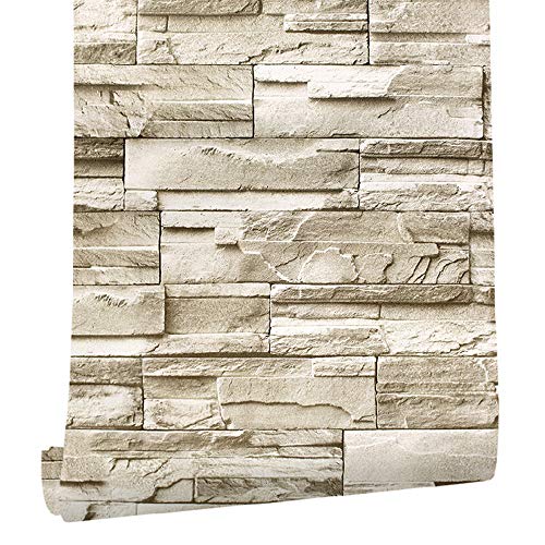 HOMOH - Papel pintado de piedra 3D autoadhesivo para pared, 0,45 x 6 m, diseño industrial