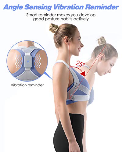 Homtiky Corrector de Postura Inteligente con Vibración para Hombre y Mujer, Corrector Postura Espalda Inteligente para Aliviar el Dolor de Espalda, Hombro y Cuello, M