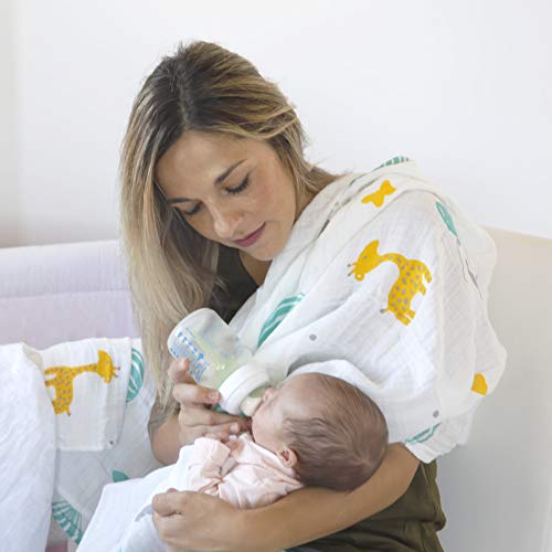 HOMYBABY Muselinas Bebe Algodon 120x120 [1pc] | Muselina Bebe de Algodón Orgánico | Manta Bebe Recien Nacido | Sirve como Toallita o Mantita para Bebe en Carrito, Cuna, Cambiador | Arrullo para Bebes