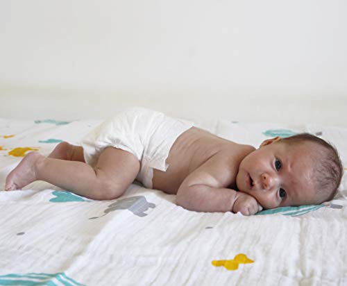 HOMYBABY Muselinas Bebe Algodon 120x120 [1pc] | Muselina Bebe de Algodón Orgánico | Manta Bebe Recien Nacido | Sirve como Toallita o Mantita para Bebe en Carrito, Cuna, Cambiador | Arrullo para Bebes