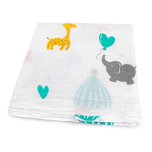 HOMYBABY Muselinas Bebe Algodon 120x120 [1pc] | Muselina Bebe de Algodón Orgánico | Manta Bebe Recien Nacido | Sirve como Toallita o Mantita para Bebe en Carrito, Cuna, Cambiador | Arrullo para Bebes