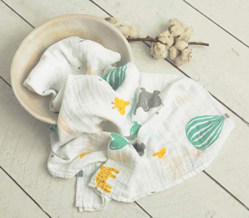 HOMYBABY Muselinas Bebe Algodon 120x120 [1pc] | Muselina Bebe de Algodón Orgánico | Manta Bebe Recien Nacido | Sirve como Toallita o Mantita para Bebe en Carrito, Cuna, Cambiador | Arrullo para Bebes