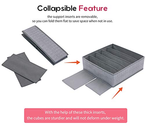 homyfort Juego de 4 organizadores de cajones de Tela, Organizadores de Ropa Interior, Separadores de cajones para Guardar Calcetines, Ropa Interior o Accesorios de bebé, Patrón de Espiga Gris, XDSS4P