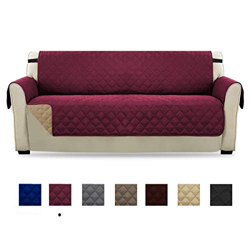 HONCENMAX Funda Cubre Sofá - Protector para Sofás Acolchado - Anti-Sucio para Mascotas Protector de Sofá Muebles - 3 Plazas (110''X 75'')