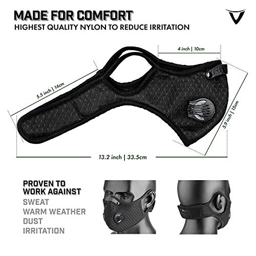 HONYAO Reusable Dust Face M Earloop Dust M, Protective M with Activated Carbon Filter and Valves for Allergy Motorcycle Cycling Running Outdoor Activities