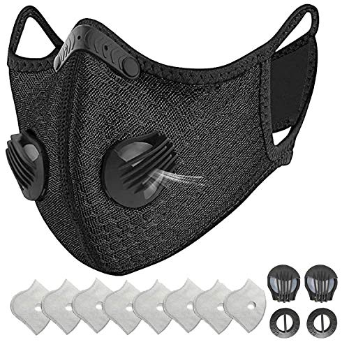HONYAO Reusable Dust Face M Earloop Dust M, Protective M with Activated Carbon Filter and Valves for Allergy Motorcycle Cycling Running Outdoor Activities