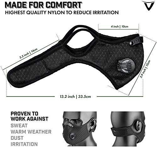 HONYAO Reusable Dust Face M Earloop Dust M, Sports Protective M with Activated Carbon Filter and Valves/for Motorcycle Cycling Running Outdoor Activities（1 Gray + 8 Additional Filters）