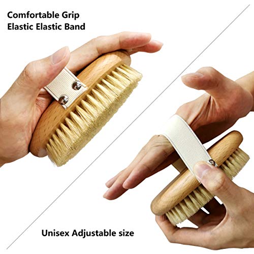 HONZUEN Cuerpo Cepillo Cerdas Naturales, Certificación FSC Cepillo de Baño para Estimular la Circulación Sanguínea, Eliminar la Celulitis de la Piel Muerta, Mejora las Funciones Linfáticas