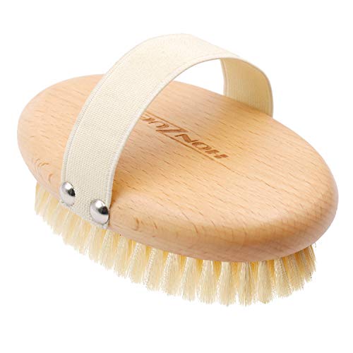 HONZUEN Cuerpo Cepillo Cerdas Naturales, Certificación FSC Cepillo de Baño para Estimular la Circulación Sanguínea, Eliminar la Celulitis de la Piel Muerta, Mejora las Funciones Linfáticas