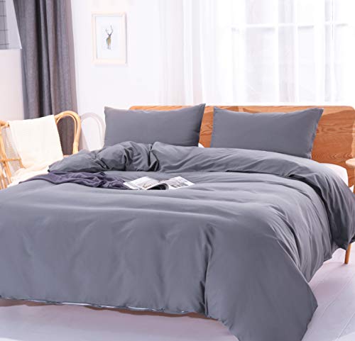 HOOMAGIC Juego de Fundas de edredón 220x230cm + 2 Fundas de Almohada 50x80cm 120g/㎡ Más Grueso Que Otros Vendedores Gris