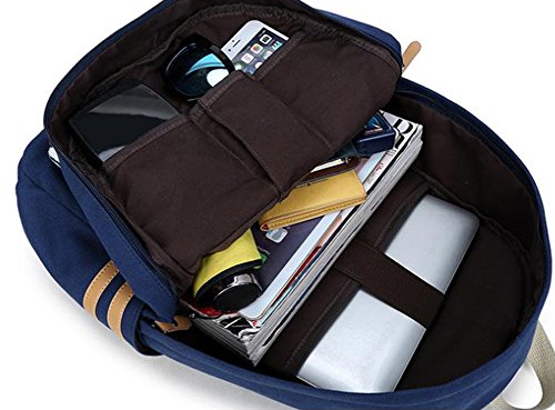 Hosaire Extra grante!Mochila Vintage de Lona para Las Mujeres Mochila Antigua para La Fuera Camping Picnic Deporte Mochila de Universidad (Negro)