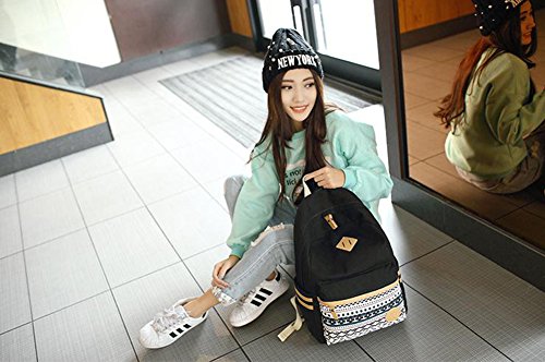 Hosaire Extra grante!Mochila Vintage de Lona para Las Mujeres Mochila Antigua para La Fuera Camping Picnic Deporte Mochila de Universidad (Negro)