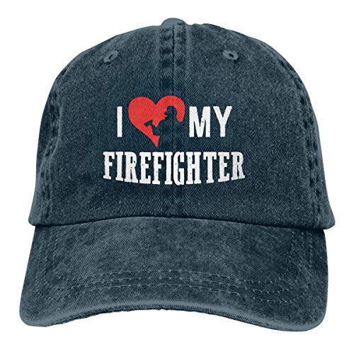 Hoswee Hombres Mujer Gorra Beisbol,Snapback Sombreros I Love My Firefighter Unisex Gorras de Camionero Adjustable Hat Military Caps