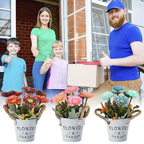 HOTLIKE Flores Artificiales Decoración, 3Pcs Plantas Artificiales de Maceta, Mini Artificiales Plastico Decorativas Plantas Falsas con Macetas para El Hogar Oficina Jardín Cocina Balcón (Estilo 6)