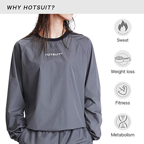 HOTSUIT Mujer Traje Sauna Chaqueta Deportiva Gimnasio Pérdida de Peso Chaqueta de Entrenamiento, Gris, S