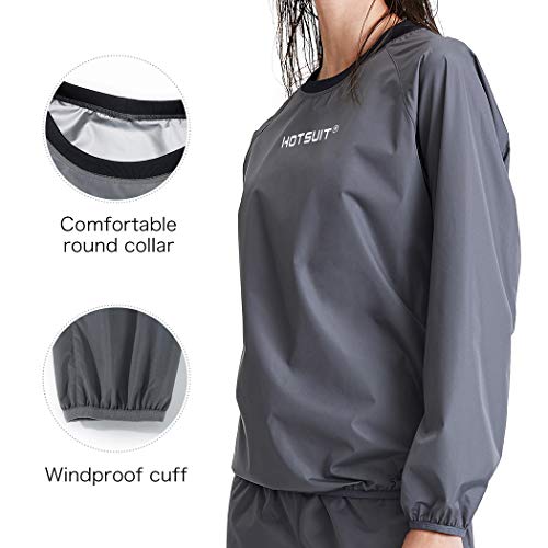 HOTSUIT Mujer Traje Sauna Chaqueta Deportiva Gimnasio Pérdida de Peso Chaqueta de Entrenamiento, Gris, S