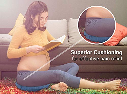 Houdian Cojín Redondo Coxis Inflable con Bomba Almohada para Hemorroides- Soporte Lumbar para Hemorroides, Embarazo, Dolor en la Rabadilla, Próstata y Llagas - Azul Claro