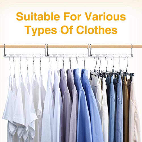 HOUSE DAY 4Pcs Perchas Ropa Organizador, Perchas de Armario Multifuncionales mágico para Ahorrar Espacio,Percha Resistente de Ahorro de Almacenamiento Perchero de Cromo Pesado 26,7 cm