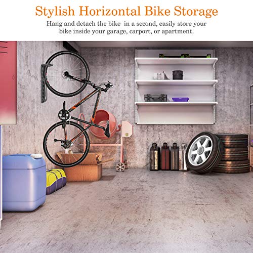 Housolution Soporte de Pared para Bicicleta Práctico, [4 PZS] Herramienta para Colgar Bicicletas de Montaje en Pared de Servicio Pesado, Ganchos de Pared de Garaje para Ahorrar Espacio – Negro