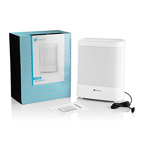 Houzetek Purificador Aire Silencioso (30dB) con Filtro HEPA, 3 Velocidades Ajustables y Lámpara UV Única, Purificación de hasta 170m³ para Hogar, Oficina