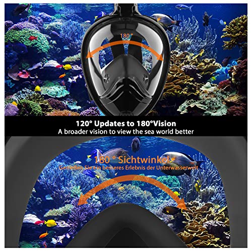 HOVNEE Máscara de Buceo,Máscara Snorkel Máscara para Buceo 180 ° tecnología panoránica, la Máscara de Snorkel de cámara Instalable para los Adultos,Adecuado para Interiores y Exteriores (Negro, S/M)