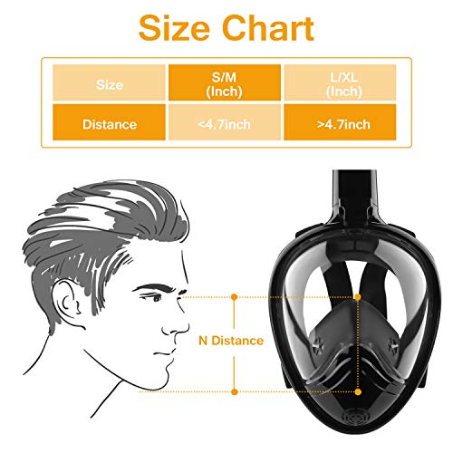 HOVNEE Máscara de Buceo,Máscara Snorkel Máscara para Buceo 180 ° tecnología panoránica, la Máscara de Snorkel de cámara Instalable para los Adultos,Adecuado para Interiores y Exteriores (Negro, S/M)