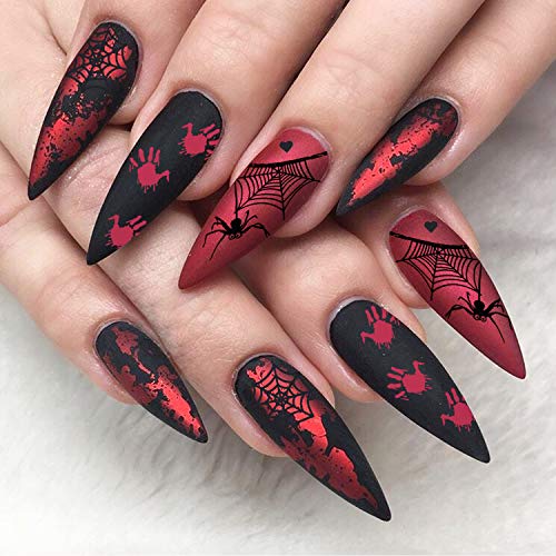 HOWAF Halloween Tamping Nail Art Set, 5 Pcs Plantillas para Uñas Placas estampacion uñas +1pcs Estampador+1pcs Raspador para uñas Halloween decoración manicura niñas Mujer