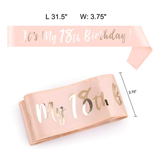 HOWAF Oro Rosa Feliz 18 cumpleaños Faja Banda de satén cumpleaños Sash y 18 Diadema Tiara para niña Mujer 18 Años cumpleaños Fiesta de Decoración Accesorios Regalo