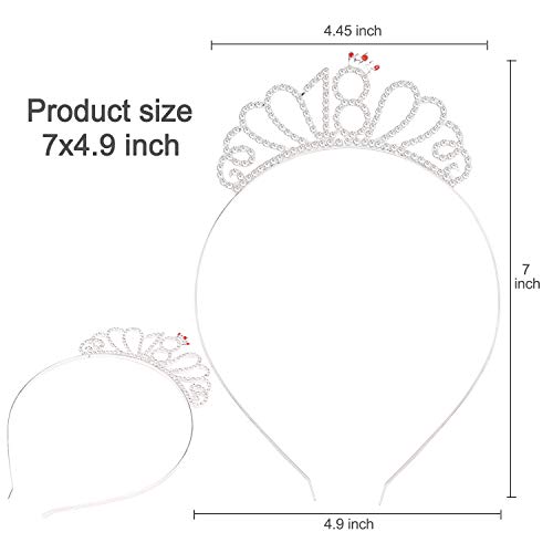 HOWAF Oro Rosa Feliz 18 cumpleaños Faja Banda de satén cumpleaños Sash y 18 Diadema Tiara para niña Mujer 18 Años cumpleaños Fiesta de Decoración Accesorios Regalo