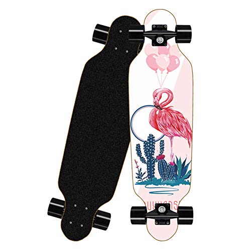 HPH Completar Patineta, 8 Plantas Arce Cubierta 31 Pulgadas Retro Crucero Profesión Patada Doble Longboard Adecuado para Adolescentes Niño Adulto Principiante,Rosado